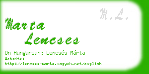 marta lencses business card