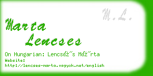 marta lencses business card